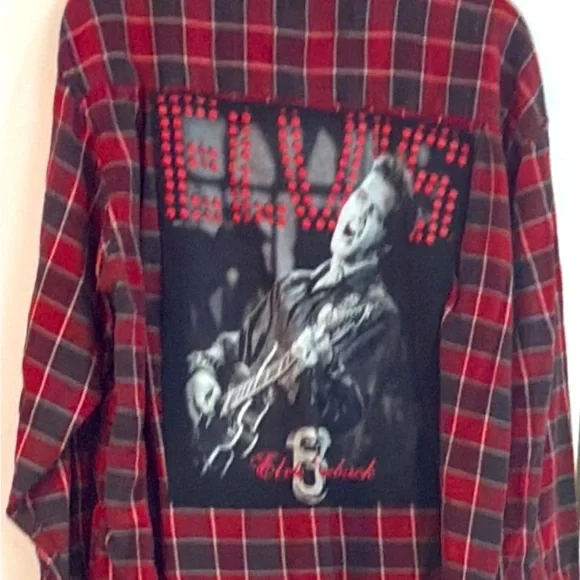 NWOT up cycled Elvis Presley unisex flannel